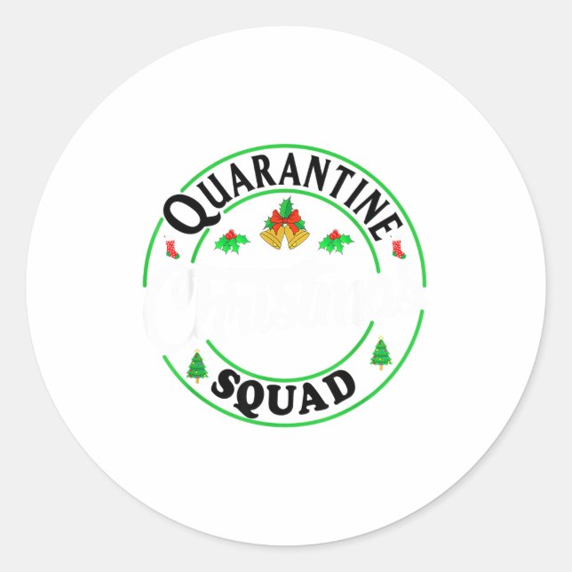 Pegatina Redonda Quarantine Christmas Squad Matching Family Holiday (Anverso)