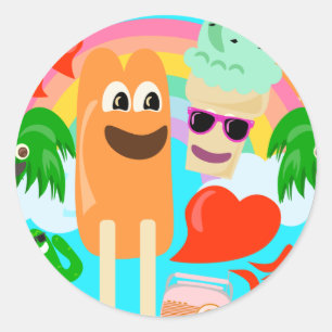 Pegatina Redonda ¡Qué Amor De Verano Tan Cuidado!
