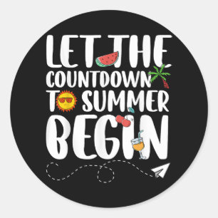 Pegatina Redonda Que Comience La Cuenta Regresiva Para El Verano, D