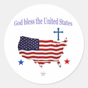 Pegatina Redonda Que Dios bendiga a Estados Unidos