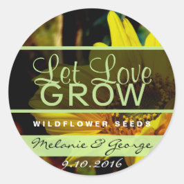 Pegatina Redonda Que el amor crezca a los Pegatinas de girasoles