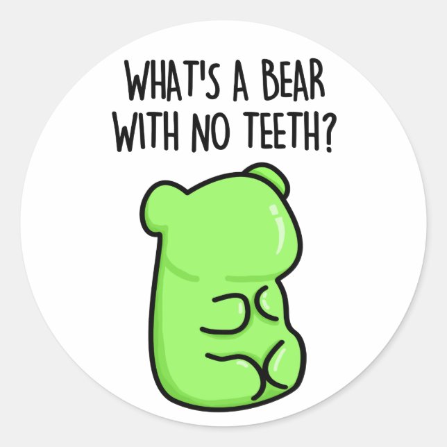 Pegatina Redonda ¿Qué es un oso sin dientes divertidos gatitos de o (Anverso)