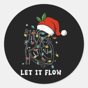 Pegatina Redonda Que fluya Navidades Enfermera Cardiaca Anatomía Ca