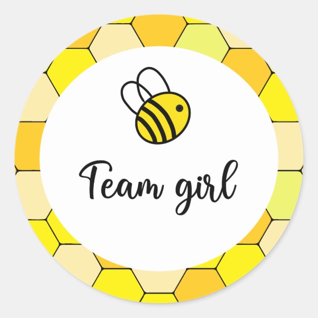 Pegatina Redonda ¿Qué hará el chica del equipo de abejas bebés? (Anverso)