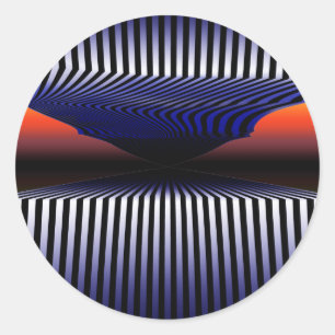 Pegatina Redonda ¿Qué Hay Al Final? - Ilustración óptica 3D