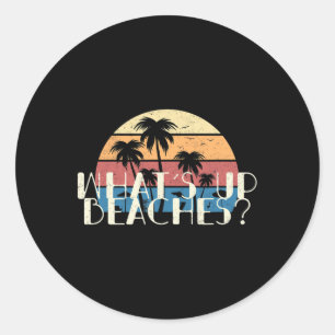 Pegatina Redonda Qué hay de las playas Divertidas Gif Retro Palm Tr
