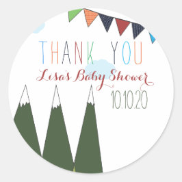 Pegatina Redonda Que la aventura empiece Baby Shower