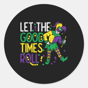 Pegatina Redonda Que La Buena Hora Roll Jester Bead Funny Mardi Gra
