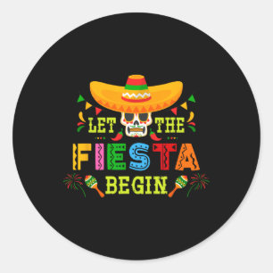 Pegatina Redonda Que la Fiesta Comience El Calavero De Azúcar Sombr