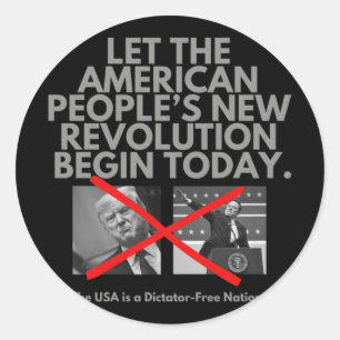 Pegatina Redonda Que la nueva revolución del pueblo norteamericano