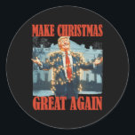 Pegatina Redonda Que los Navidades sean geniales de nuevo, navidad<br><div class="desc">Hacer grandes Navidades de nuevo graciosos Santa Trump navideños</div>