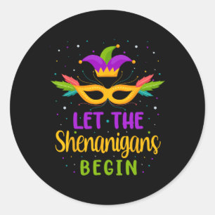 Pegatina Redonda Que los Shenanigans empiecen a los niños del Mardi