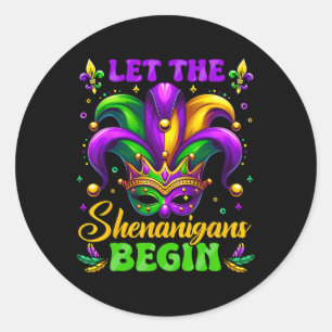 Pegatina Redonda Que los Shenanigans empiecen Mardi Gras 3