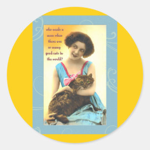 Pegatina Redonda que necesita a un hombre tantos buenos gatos