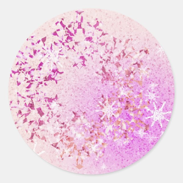 Pegatina Redonda Que nieve rosa (Anverso)
