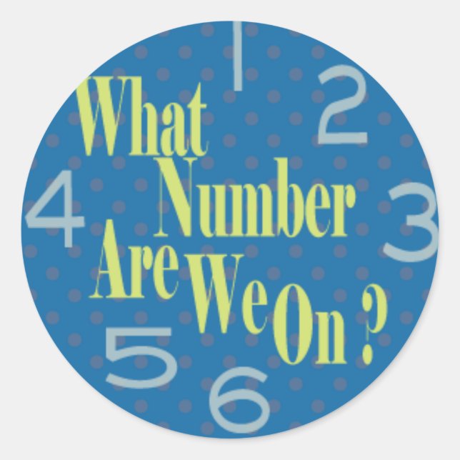 Pegatina Redonda qué número tenemos en azul con números (Anverso)