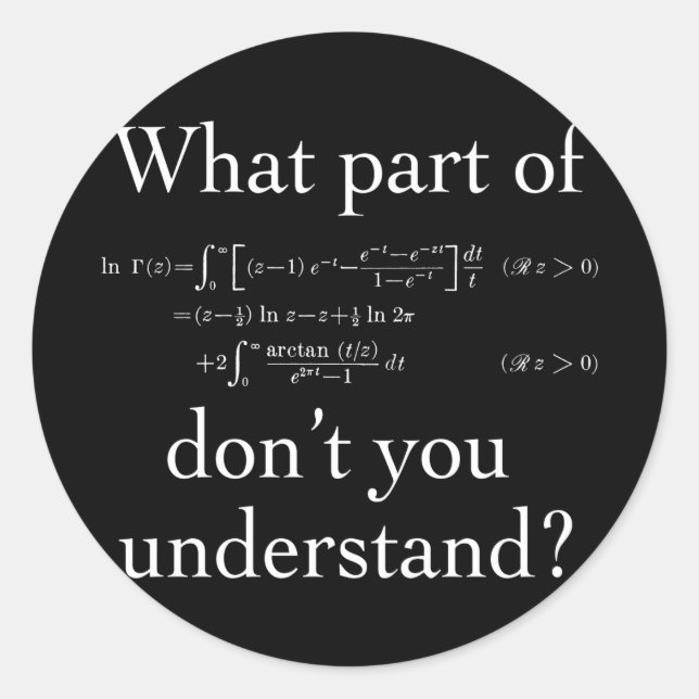 Pegatina Redonda Qué parte de... Blanco sobre oscuro (Anverso)