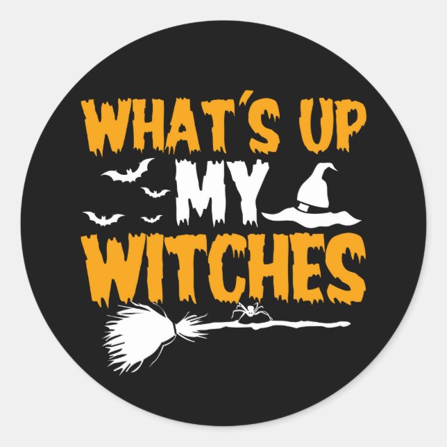 Pegatina Redonda Qué pasa con mis brujas | Halloween (Anverso)