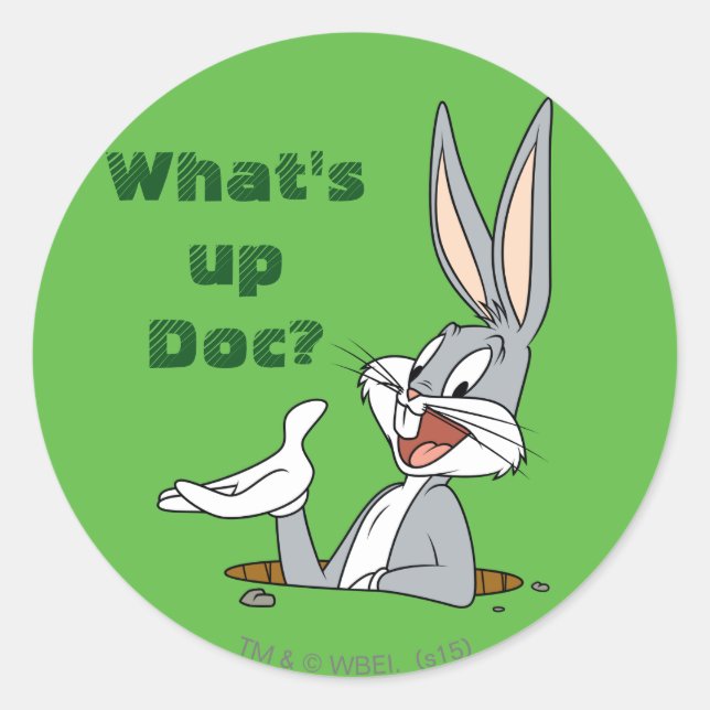 Pegatina Redonda ¿QUÉ PASA, DOC?™ BUGS BUNNY™ Agujero del Conejo (Anverso)