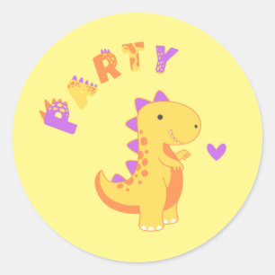 Pegatina Redonda ¡Que se burle de un Fiesta Dino-Mite!