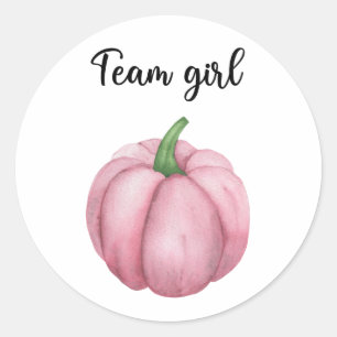 Pegatina Redonda Qué será bebé equipo niña calabaza