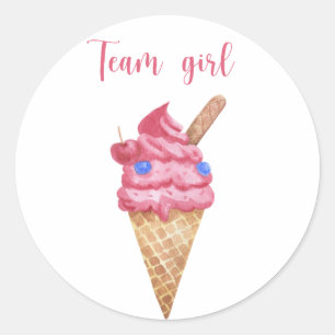 Pegatina Redonda ¿Qué será el bebé helado de chica del equipo?
