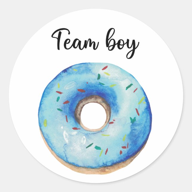 Pegatina Redonda Qué será equipo bebé niño donut (Anverso)