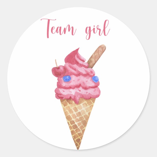 Pegatina Redonda ¿Qué será helado de niña para bebé? (Anverso)