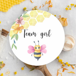 Pegatina Redonda ¿Qué será la niña del equipo de la abeja bebé