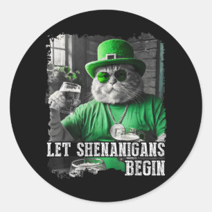 Pegatina Redonda Que Shenanigans empiece Grasa Grasa Grasa St Patri
