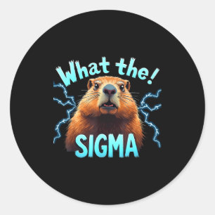 Pegatina Redonda Qué Sigma Meme Vintage Woodchuck Para Amante del D