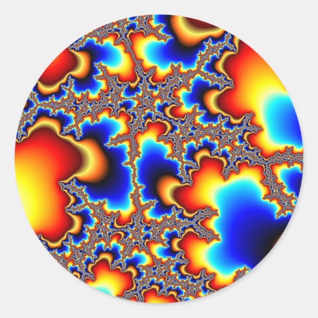 Pegatina Redonda Qué sigue - Fractal (Anverso)