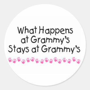 Pegatina Redonda Qué sucede en Grammys con Handprints rosado