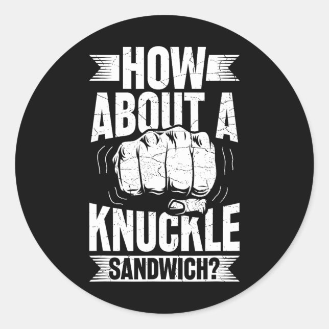 Pegatina Redonda ¿Qué Tal Un Sandwich De Knuckle? (Anverso)