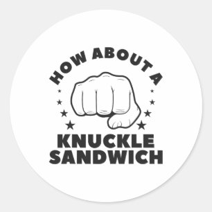 Pegatina Redonda ¿Qué tal un sándwich de nudillos boxeador de boxeo
