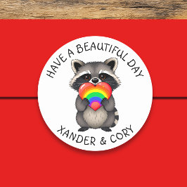 Pegatina Redonda Que tengas un día hermoso | Raccoon LGBTQ