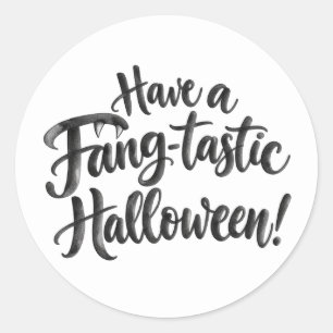 Pegatina Redonda Que tengas un Halloween fang-tástico. Vampiro dive