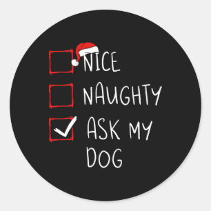 Pegatina Redonda Qué traviesa preguntar a mis Navidades de perro li