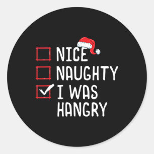 Pegatina Redonda Qué travieso, fui lista de Navidades con Hangry