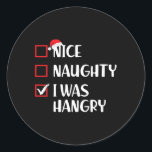 Pegatina Redonda Qué travieso, fui Navidades Hangry List Xmas Sant<br><div class="desc">Qué travieso,  fui Navidades Hangry List Santa</div>