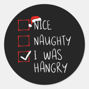 Pegatina Redonda Qué travieso, fui Navidades Hangry List Xmas Sant