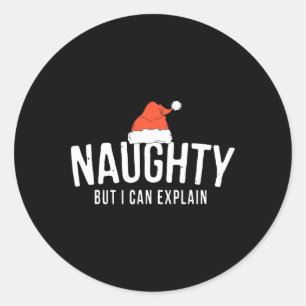 Pegatina Redonda Qué travieso, pero puedo explicar Navidades divert