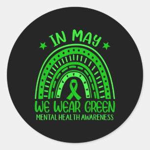 Pegatina Redonda Que usemos Awa de la salud mental de la cinta verd