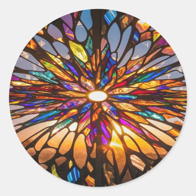 Pegatina Redonda Quédate con él. (Anverso)