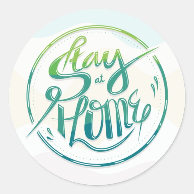 Pegatina Redonda Quédate en casa (Anverso)