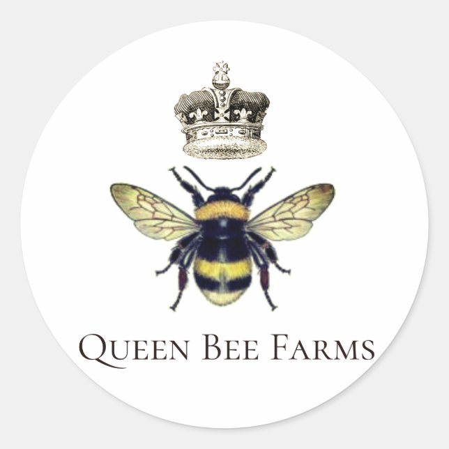Pegatina Redonda Queen Bee Y Regal Crown (Anverso)