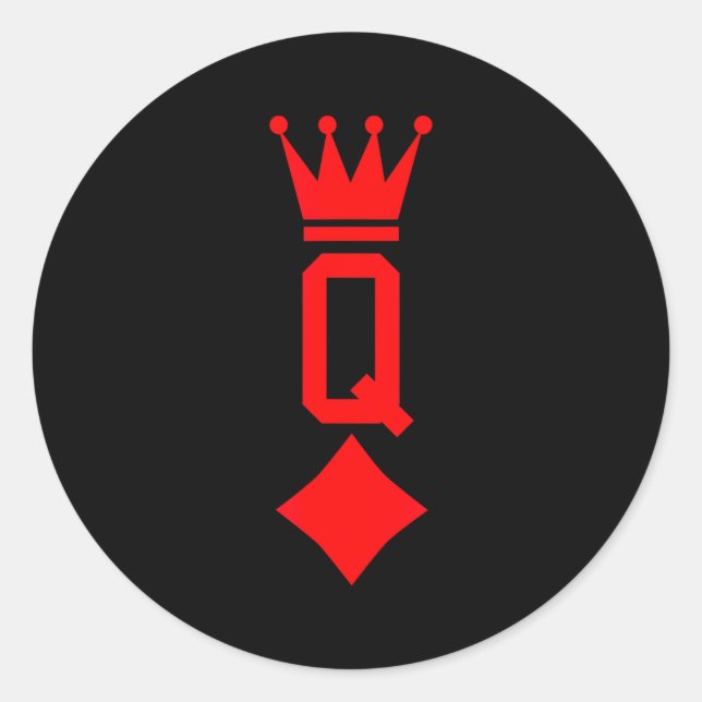 Pegatina Redonda Queen Of Diamonds Playing Card Halloween Costume  (Anverso)