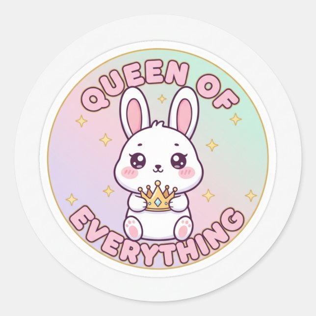 Pegatina Redonda Queen of Everything  (Anverso)