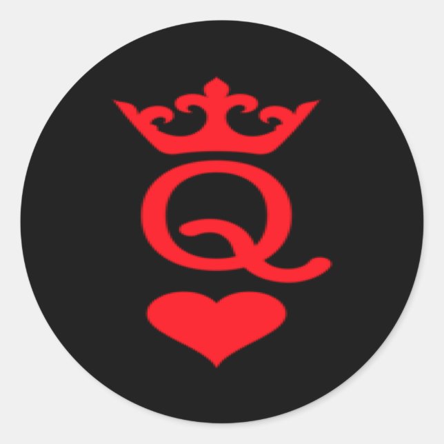 Pegatina Redonda Queen Of Hearts Matching Couple Saint Valentines  (Anverso)