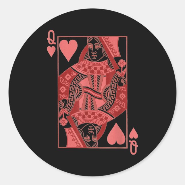 Pegatina Redonda Queen Of Hearts Valentines Day Cool V-day Couple M (Anverso)
